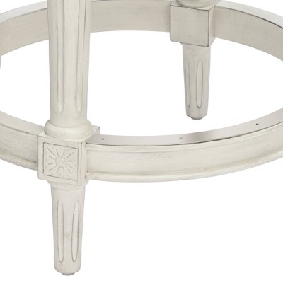 Vintage White and Pewter Gray Swivel Counter Stool with Nailhead Trim