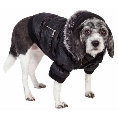 Pet Life Metallic Fashion Dog and Cat Parka Coat - Black