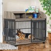 LAOTIES Heavy Duty Wooden Dog Crate Furniture,Large Kennel End Table with Sliding Barn Door,Lockable Wheels And Storage - 2 of 4
