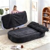 2 Seater Modern Floor Sofa with 2 Pillows, Convertible Foam-Filled Sleeper Bed, Folding Linen Couch Mattress for Living Room or Playroom-Koiai - 3 of 4