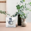 Let Snow Sign, Chinoiserie Blue and White Snowman Christmas Wooden Box Sign, Grandmillennial Home Decor - 2 of 4