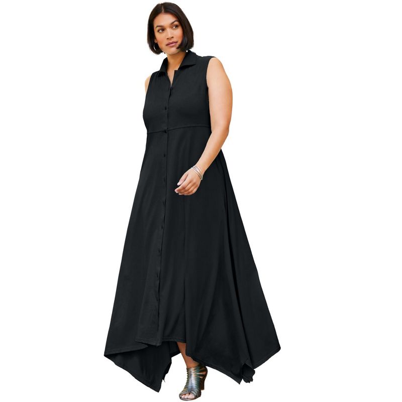 Woman Within Women's Plus Size Sleeveless Collar Dress, 1 of 2