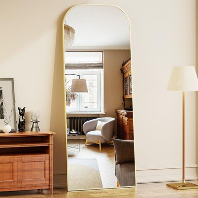 Likepay Arch-Shaped Freestanding Alloy Frame Full-Length Mirror - 56in Length × 21in Width (Black/Gold/Silver Options)