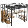 TIRAMISUBEST Full Size Loft Bed with Storage Staircase and Small Wardrobe, Metal Loft Bedframe with Built-in Desk and Storage Shelves - 4 of 4
