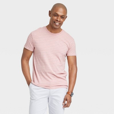 Image of Men's Short Sleeve Crewneck T-Shirt - Goodfellow & Co™ Pink/Striped M