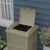 Suncast Wicker Resin Outdoor Hideaway Trash Can with Latching Lid for Use in Backyard, Deck, or Patio, Dark Taupe - 3 of 4