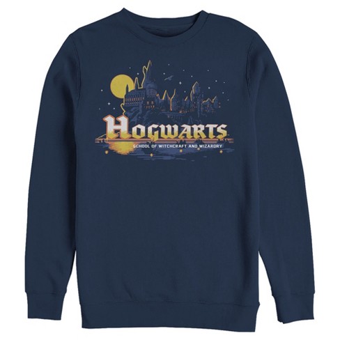 Men s Harry Potter Hogwarts Illuminating Moon Sweatshirt Navy Blue 2X Large