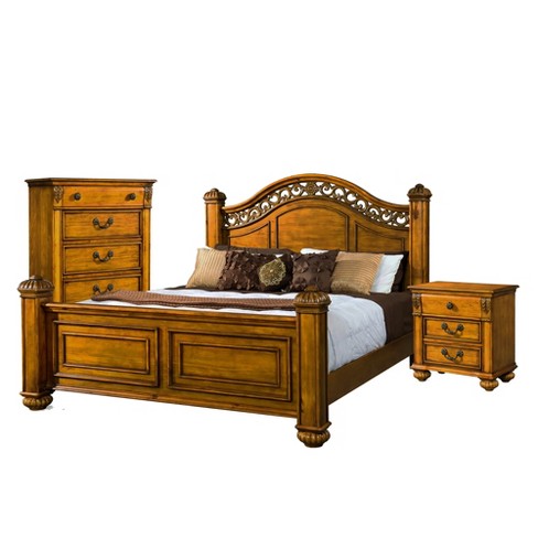 3pc Barrow King Poster Bedroom Set Oak Picket House Furnishings