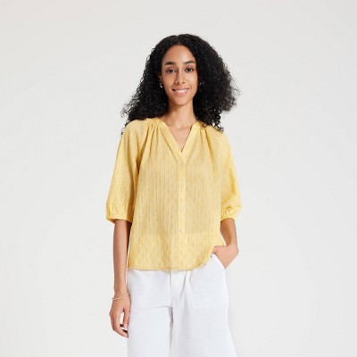 Women's Elbow Sleeve Button-Down Blouse - Universal Thread™