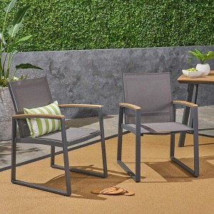 PAGED Set of 2 Patio Dining Chairs,Modern Outdoor Dining Chairs with Aluminum Frame,24.5 inch Chairs Suitable for Patio,Garden, - 1 of 4