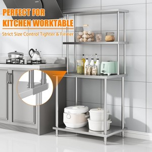 Stainless Steel Table,  Commercial Work Table with Adjustable Dual Overshelves and Undershelf, Heavy Duty Meta - 1 of 4