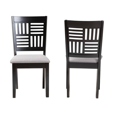 2pc Deanna Fabric and Wood Dining Chair Set Brown - Baxton Studio