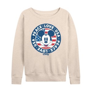 Women's - Disney - Americana Lightweight French Terry Wide Neck Long Sleeve Shirt - 1 of 4