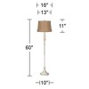 360 Lighting Vintage Chic Floor Lamp 60" Tall Antique White Washed Natural Burlap Fabric Drum Shade for Living Room Reading Bedroom Office - 4 of 4
