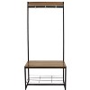 Sunnydaze Indoor Industrial-Style Hall Tree Bench with Coat/Shoe Rack - MDP Shelves with Powder-Coated Steel Frame - Brown - 67 in - 3 of 4