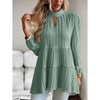 Womens Keyhole Smock Tops Vintage Flowy Peasant Blouse Tiered Boluse Lantern Sleeve Pleated Tops - 3 of 4