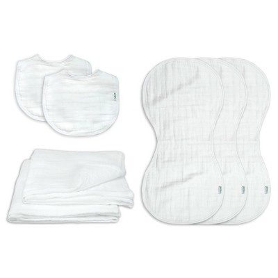 green sprouts Organic Cotton Muslin New Born Gift 7pc set White
