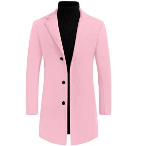 INSPIRE CHIC Men's Notched Lapel Single Breasted Winter Long Jacket Overcoat - 1 of 4
