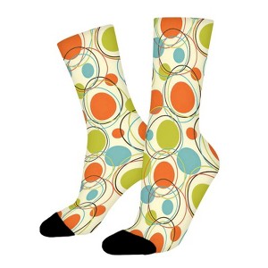 1950s Green And Blue Circle Women Printed Crew Socks Funny Funky Socks Soft Polyester Novelty Gifts for Artists Men - 1 of 1