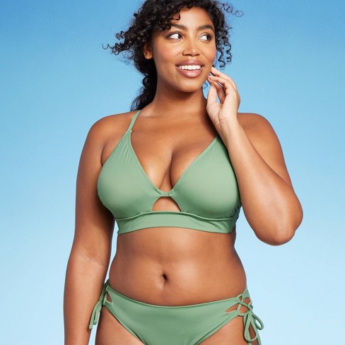 Women's Longline Cut Out Bikini Top - Shade & Shore™ Green 38c : Target