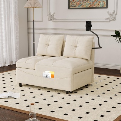 NicBex Couches for Living Room Versatile Foldable Sofa Bed Velvet Pull-out Loveseat Sofa Adjustable Back with USB Port and Swivel Phone Stand