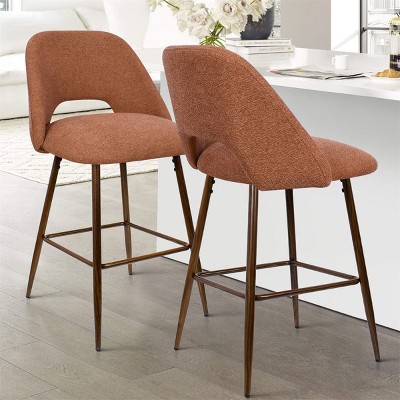 26 inches Edwin Upholstered Counter Height Stool (Set of 2, Set of 3) with Walnut Leg for Kitchen Island, Dining Space - The Pop Home