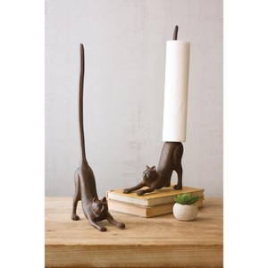 Cast Iron Cat Paper Towel Holder – 18" Tall Countertop Accent by Kalalou - 1 of 4