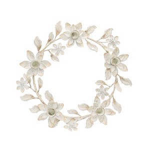 Floral Wreath 5 Taper Candle Holder Antique White Metal by Foreside Home & Garden - 1 of 4