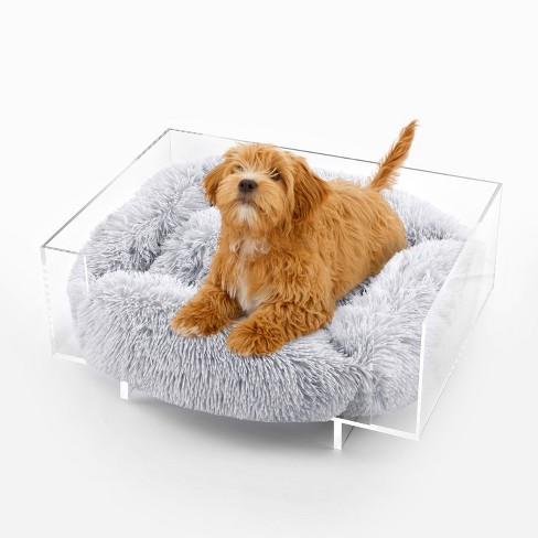 The Licker Store Carole Small medium Modern Lucite Calming Fluffy Pet Bed With Washable Cushion Target