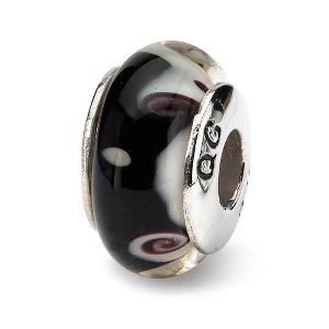 Black Bow Jewelry Black and Gray Glass Sterling Silver Bead Charm - 1 of 3