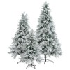 INFURNIC Artificial Trees Set of 3 Pre Lit Snow Flocked Christmas Trees for Holiday Home and Office Decor, White Green, 55.1"*55.1"*90" - 2 of 4