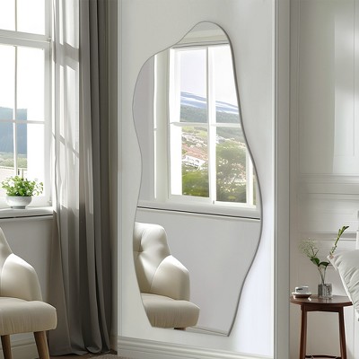 Wooakway 59"H/64"H/71"H Asymmetrical Accent Wall Mirror Novelty Full Length Mirror for Living Room Bedroom Entryway