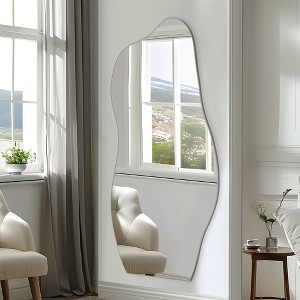 Wooakway 59"H/64"H/71"H Asymmetrical Accent Wall Mirror Novelty Full Length Mirror for Living Room Bedroom Entryway - 1 of 4