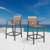 2pc Outdoor Counter Height Aluminum Bar Stools - Espresso - Pellebant: UV & Weather Resistant, 270lb Capacity - 2 of 4