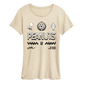 Women's - Peanuts - Charlie Brown Soccer Jersey Short Sleeve Graphic T-Shirt - 1 of 4