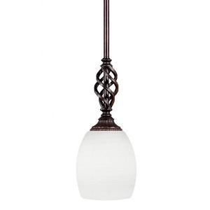 Toltec Lighting Elegante 1 - Light Pendant in  Dark Granite with 5" White Linen  Shade - 1 of 1