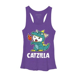 Women's Design By Humans Catzilla Halloween Costume Dragon Monster Kitten Cats Lover By lenxeemyeu Racerback Tank Top - 1 of 3