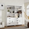 6-Tier Bookshelf with Doors Drawers, Bookcase with 3-Tier Open Shelves, Wood Book Shelf with Storage Cabinet for Home Office, Living Room, Bedroom - 2 of 4