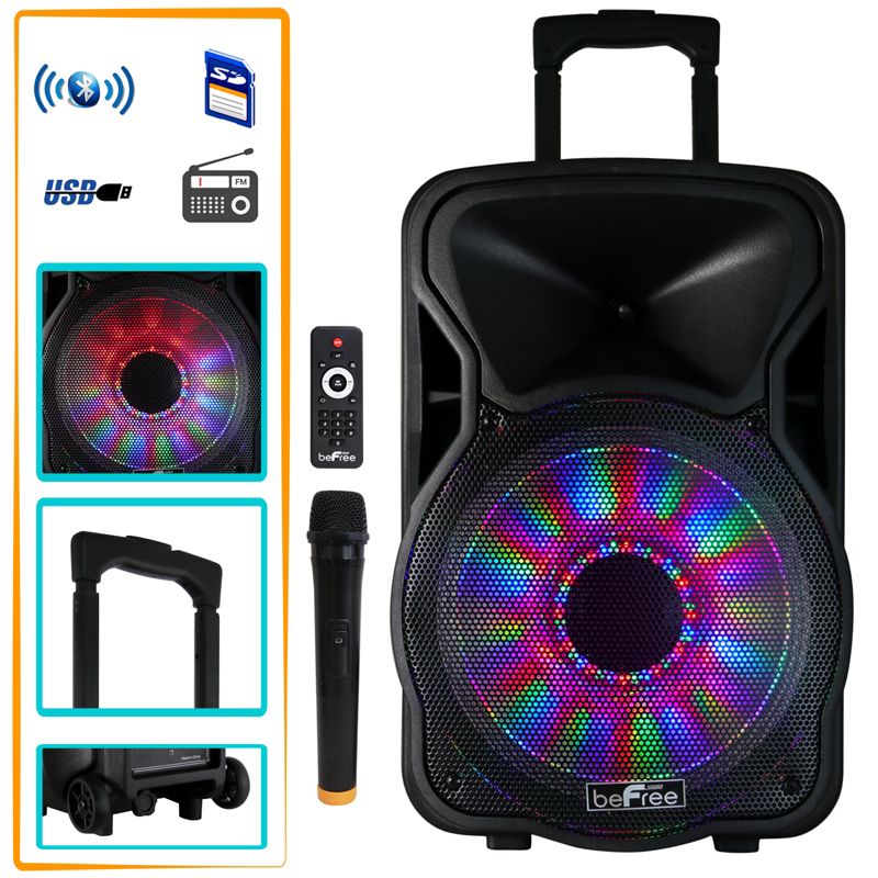 beFree Sound 12 Inch 2500 Watt Bluetooth Rechargeable Portable Party PA Speaker, 1 of 6