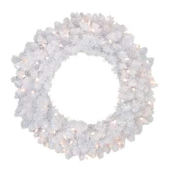 Northlight 24" Prelit Flocked Snow White Artificial Christmas Wreath - Clear Lights