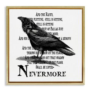 Stupell Industries Creepy Halloween Black Crow Raven Floating Frame Canvas Art - 1 of 4