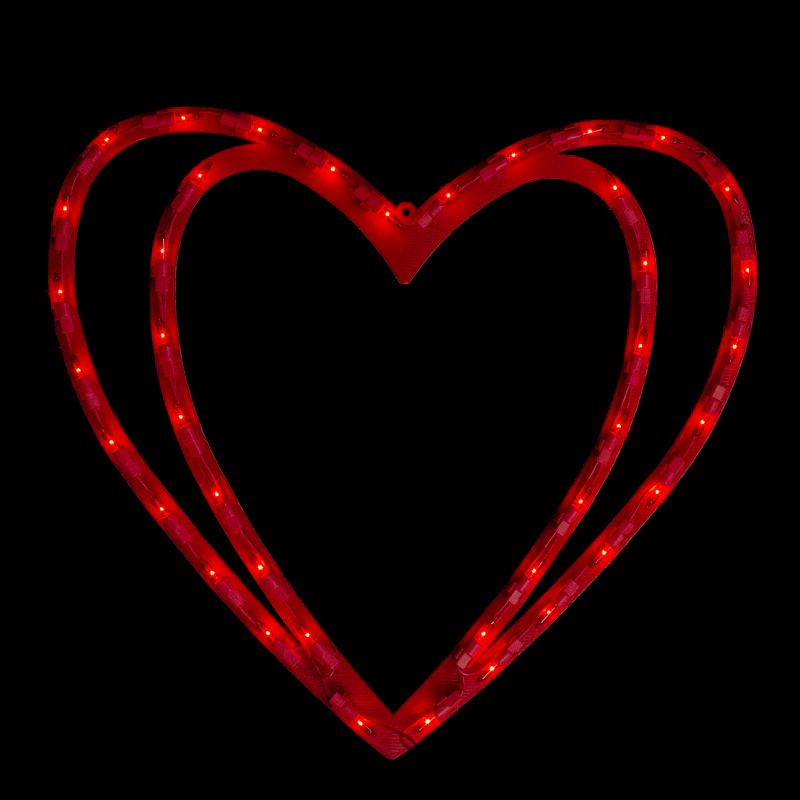 Northlight Lighted Double Heart Inset Valentine's Day Window Silhouette - 17" - Red, 1 of 7