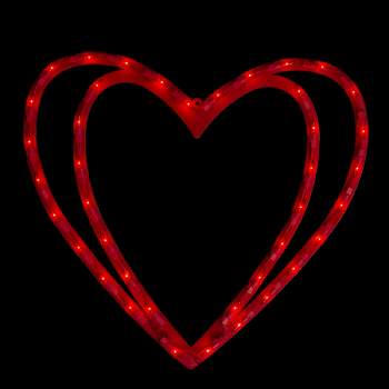 Northlight Lighted Double Heart Inset Valentine's Day Window Silhouette - 17" - Red