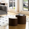 NicBex Nesting Coffee Tables Set of 2, Round Fluted Design with Hidden Storage, Minimalist Accent Table for Living Room lounge - 4 of 4