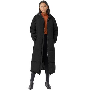 ellos Women's Plus Size Maxi Side-Zip Puffer - 1 of 4