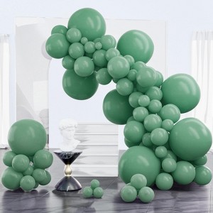 PartyWoo Balloons Dusty Green Matte Sage Olive Eucalyptus 18 12 10 5 Inch 100 pcs - 1 of 4