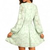 Women's Casual Mini Dress Long Sleeve V-Neck High Waist, Flowy A-Line Chiffon Dress for Daily Wear - 4 of 4