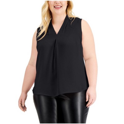 bar III Womens Chiffon V Neck Sleeveless Blouse Top