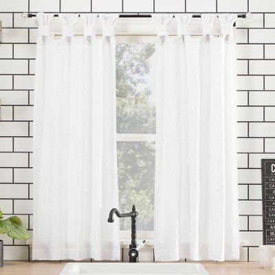 45"x52" Washed Cotton Twisted Tab Light Filtering Curtain Tiers White - Archaeo