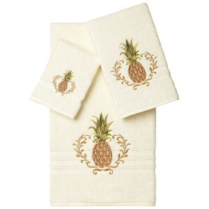 Linum Home Textiles 100% Turkish Cotton WELCOME Embellished Towel Set - 1 of 4